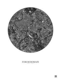 Affiche Forum Romain – Poster vue satellite 2.5km N&B | Gravura – Fond clair