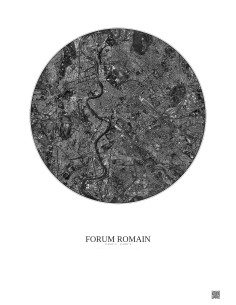 Affiche Forum Romain – Poster vue satellite 5km N&B | Gravura – Fond clair