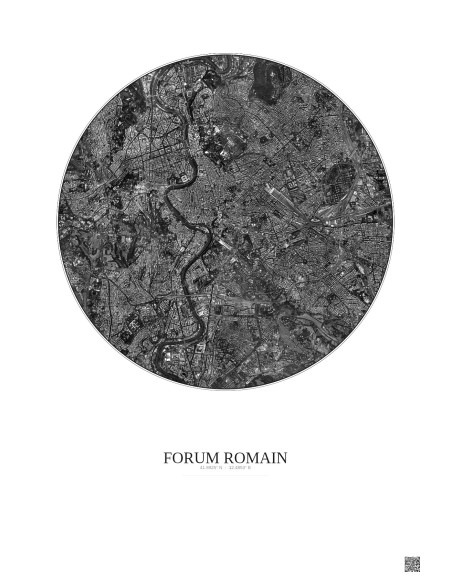 Affiche Forum Romain – Poster vue satellite 5km N&B | Gravura – Fond clair