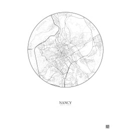 Affiche Nancy – Poster carte de ville 6km | Gravura – Fond clair