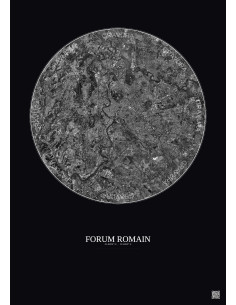 Affiche Forum Romain – Poster vue satellite 10km N&B | Gravura – Fond foncé