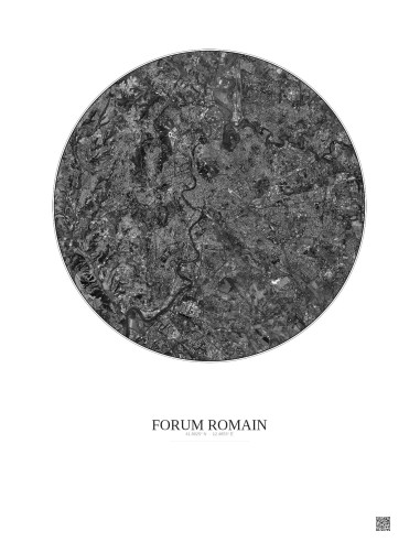 Affiche Forum Romain – Poster vue satellite 10km N&B | Gravura – Fond clair