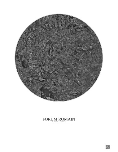 Forum Romain Satellite View Poster 20km B&W | Gravura – Light background