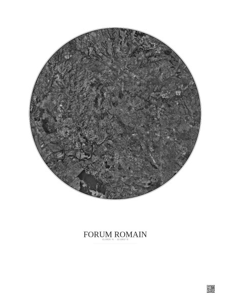 Forum Romain Satellite View Poster 20km B&W | Gravura – Light background