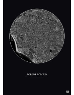 Forum Romain Satellite View Poster 30km B&W | Gravura – Dark background