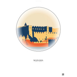 Affiche Manama – Poster illustration vintage – Qalat Al Bahrain | Gravura – Fond clair