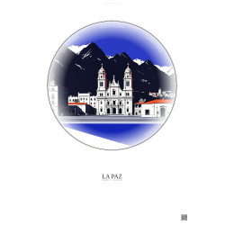Affiche La Paz – Poster illustration vintage – Basilica Of San Francisco La Paz Bolivia | Gravura – Fond clair