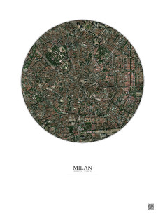 Affiche Milan – Poster vue satellite 2.5km Couleur | Gravura – Fond clair