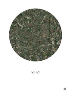 Affiche Milan – Poster vue satellite 5km Couleur | Gravura – Fond clair