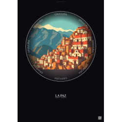 Affiche La Paz – Poster illustration vintage – La Paz | Gravura – Fond foncé