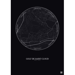 Affiche Golf De Saint Cloud – Poster carte de ville 2.5km | Gravura – Fond foncé