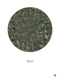 Affiche Milan – Poster vue satellite 10km Couleur | Gravura – Fond clair