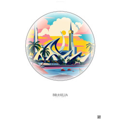 Affiche Brasilia – Poster illustration vintage – Brasilia | Gravura – Fond clair