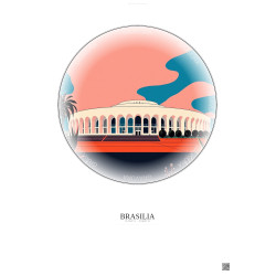 Affiche Brasilia – Poster illustration vintage – Palacio Do Planalto | Gravura – Fond clair