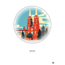Affiche Minsk – Poster illustration vintage – Church Of Saints Simon And Helena | Gravura – Fond clair