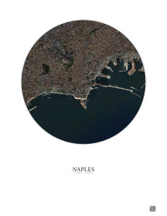 Affiche Naples – Poster vue satellite 2.5km Couleur | Gravura – Fond clair