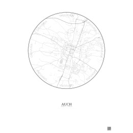 Auch City Map Poster 2.5km | Gravura – Light background