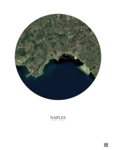 Affiche Naples – Poster vue satellite 10km Couleur | Gravura – Fond clair