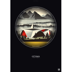 Affiche Ottawa – Poster illustration vintage – Canadian Tire Centre | Gravura – Fond foncé