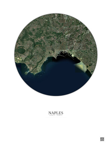 Naples Satellite View Poster 10km Color | Gravura – Light background