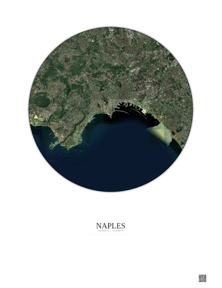 Naples Satellite View Poster 10km Color | Gravura – Light background