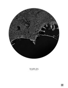 Affiche Naples – Poster vue satellite 2.5km N&B | Gravura – Fond clair