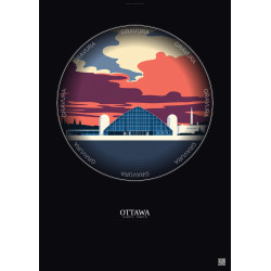 Affiche Ottawa – Poster illustration vintage – National Gallery Of Canada | Gravura – Fond foncé