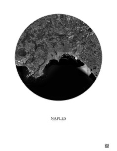 Affiche Naples – Poster vue satellite 10km N&B | Gravura – Fond clair