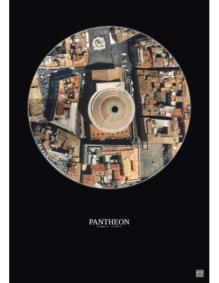Affiche Pantheon – Poster vue satellite 0.1km Couleur | Gravura – Fond foncé
