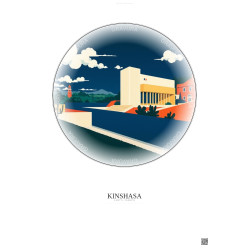 Affiche Kinshasa – Poster illustration vintage – National Museum Of The Democratic Republic Of Congo | Gravura – Fond clair