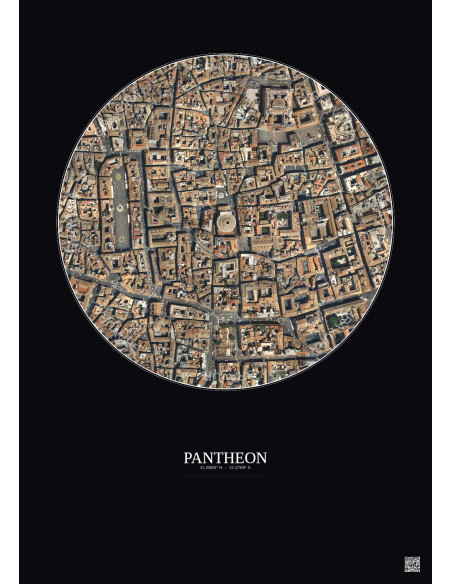 Affiche Pantheon – Poster vue satellite 0.5km Couleur | Gravura – Fond foncé