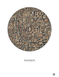 Affiche Pantheon – Poster vue satellite 0.5km Couleur | Gravura – Fond clair