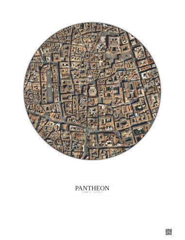 Affiche Pantheon – Poster vue satellite 0.5km Couleur | Gravura – Fond clair
