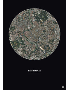 Affiche Pantheon – Poster vue satellite 2.5km Couleur | Gravura – Fond foncé