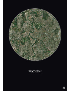 Affiche Pantheon – Poster vue satellite 5km Couleur | Gravura – Fond foncé
