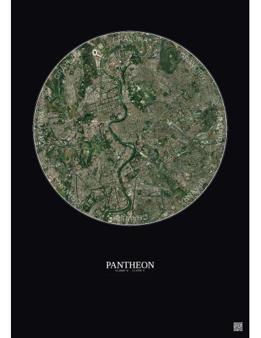 Pantheon Satellite View Poster 5km Color | Gravura – Dark background