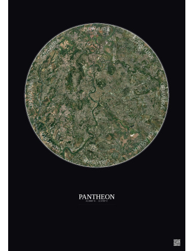 Affiche Pantheon – Poster vue satellite 10km Couleur | Gravura – Fond foncé