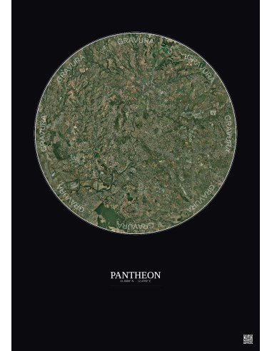 Affiche Pantheon – Poster vue satellite 20km Couleur | Gravura – Fond foncé
