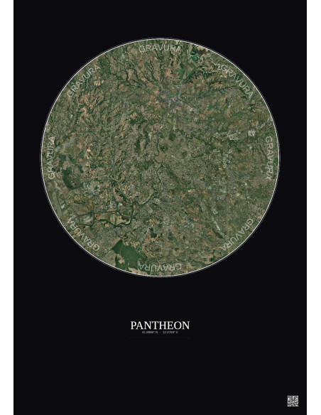 Affiche Pantheon – Poster vue satellite 20km Couleur | Gravura – Fond foncé