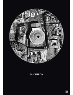 Affiche Pantheon – Poster vue satellite 0.1km N&B | Gravura – Fond foncé