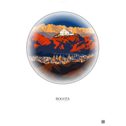 Affiche Bogota – Poster illustration vintage – Famous Viewpoint Of Bogota | Gravura – Fond clair