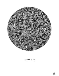 Affiche Pantheon – Poster vue satellite 0.5km N&B | Gravura – Fond clair