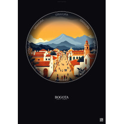 Affiche Bogota – Poster illustration vintage – Historic Old Town Of Bogota | Gravura – Fond foncé