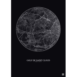 Affiche Golf De Saint Cloud – Poster carte de ville 10km | Gravura – Fond foncé