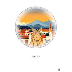 Affiche Bogota – Poster illustration vintage – Historic Old Town Of Bogota | Gravura – Fond clair
