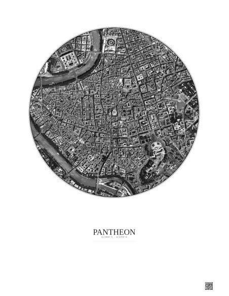 Affiche Pantheon – Poster vue satellite 1km N&B | Gravura – Fond clair
