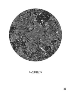 Affiche Pantheon – Poster vue satellite 2.5km N&B | Gravura – Fond clair