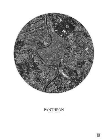 Affiche Pantheon – Poster vue satellite 2.5km N&B | Gravura – Fond clair