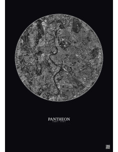 Affiche Pantheon – Poster vue satellite 5km N&B | Gravura – Fond foncé