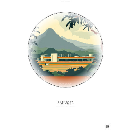 Affiche San Jose – Poster illustration vintage – Estadio Nacional De Costa Rica | Gravura – Fond clair
